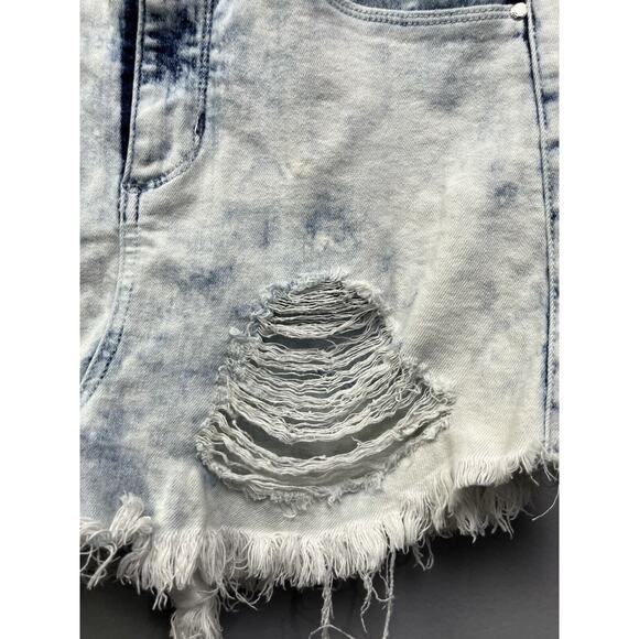 Guess Shorts Womens 28 Triangle Logo Jean Daisy Dukes Low Rise Acid Wash - Picture 5 of 9